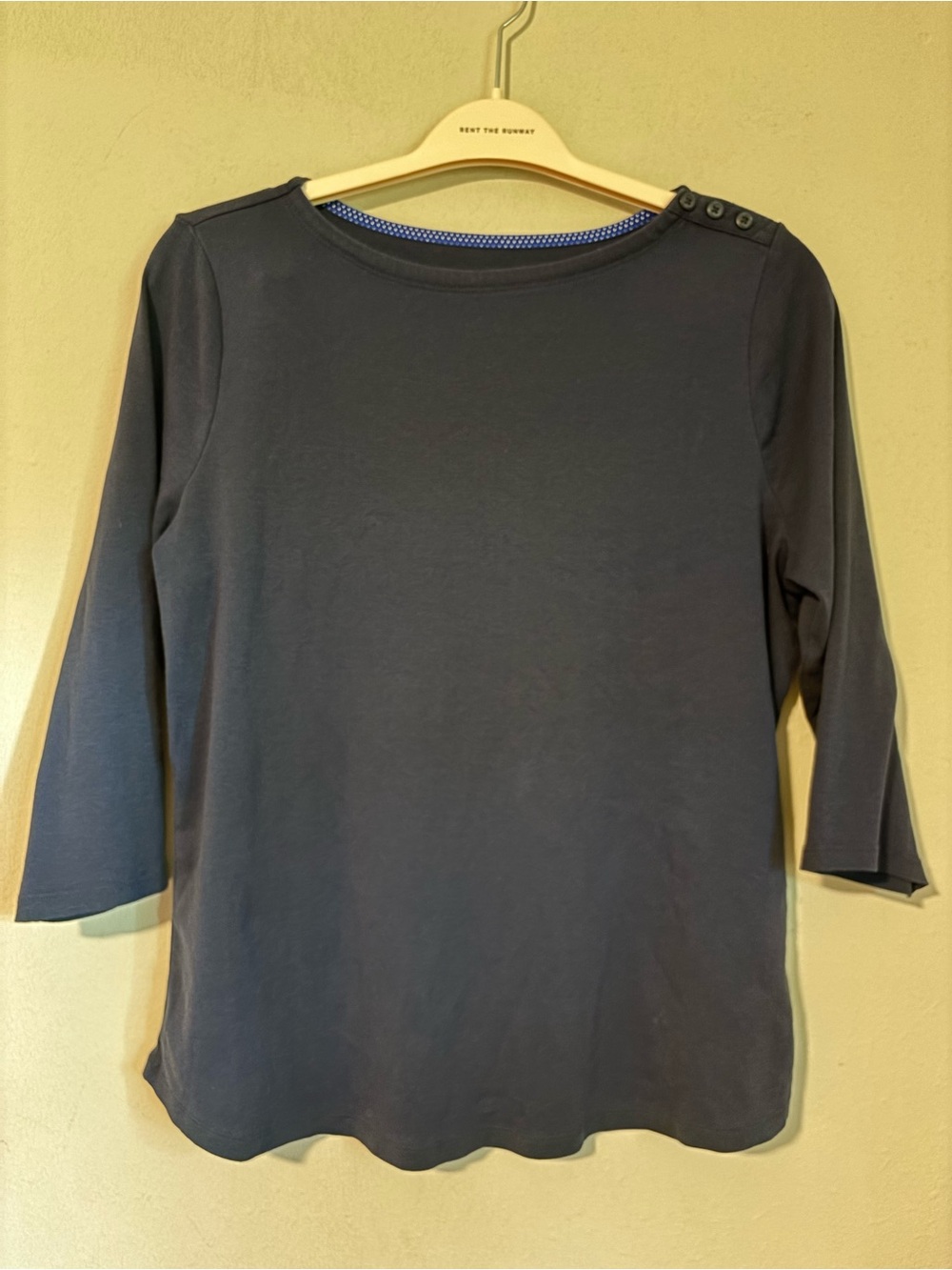 CHARTER CLUB - Classic Navy Boatneck Button-Shoulder Women's Top - XL stretch